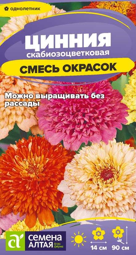 Цинния Скабиозоцветковая смесь