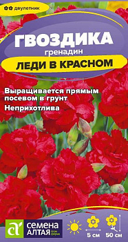 Цветы Гвоздика гренадин Леди в красном/Сем Алт/цп 0,05 гр. двулетник