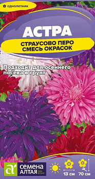 Цветы Астра Страусово Перо Смесь окрасок/Сем Алт/цп 0,3 гр.