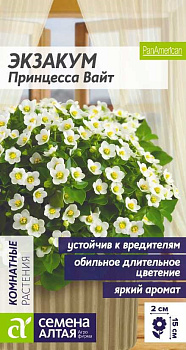 Цветы Экзакум Принцесса Вайт/Сем Алт/цп 3 шт. НОВИНКА